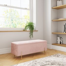 Mystica Ottoman Storage Bench Blush Pink