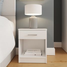 BRAIL 1 Drawer Bedside Table - White