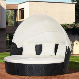 5PC Rattan Garden Round Sofa Daybed -  2 Colours