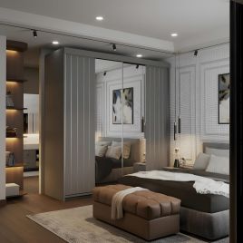 MOVAVI 2 Door Mirrored Sliding Wardrobe Grey - 150cm