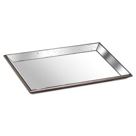 Master Distressed Large Mirrored Tray With Wooden Detailing - Brown, Gold