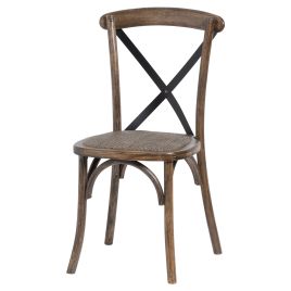 Elm Wood Cross Back Dining Chair - Brown