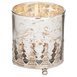 Lustre Collection Christmas Large Candle Holder - Silver