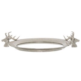 Mirrored Tray With Stag Heads - Large
