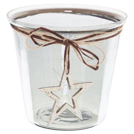 Smoked Midnight Hammered Star Candle Holder - Large