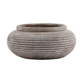 Owen Collection Round Ribbed Planter - Brown