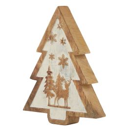Natu Wooden Snow Scene Tree Decoration