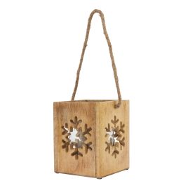 Natu Wooden Snowflake Tealight Holder - Large