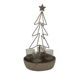 Rusto Outline Tree & Star With Glass Votives