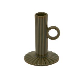 Alvo Olive Ceramic Taper Candle Holder With Handle