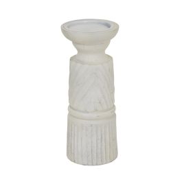 White Carved Candle Holder - Medium