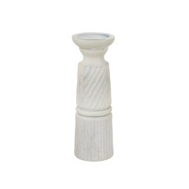 White Carved Candle Holder - Large