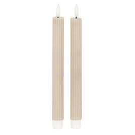 Luxo Natural Glow Taupe Ribbed Taper Candles