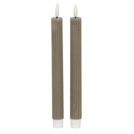 Luxo Natural Glow Grey Ribbed Taper Candles