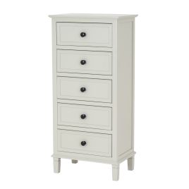 BELMO White Chest of Drawer - Tallboy, Medium-sized, 5 Drawers