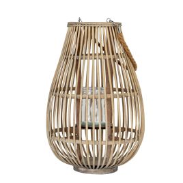 Ellipse Wicker Lantern With Glass Holder - Large
