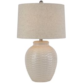 Bask Ceramic Table Lamp With Linen Shade