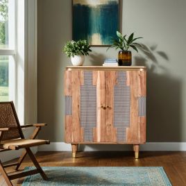 WALTON Acacia Wood 2 Doors Sideboard - Oak Finish