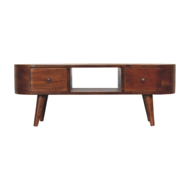 Rustico Rounded Media Unit with Open Slot - Chestnut