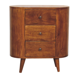 Verde 3 Drawer Round Cabinet - Chestnut