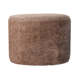 Cozy Mocha Faux Fur Round Footstool