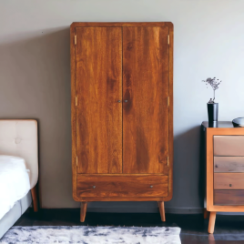 Wardrobe - CROMER 2 Door Wardrobe Chestnut 90cm