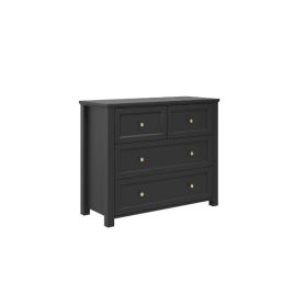 IVANHOE Black Chest of Drawers - Medium-sized, 4 Drawers