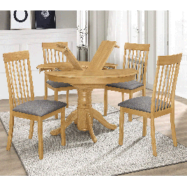 Wadrqua Solid Rubberwood Extending Dining Set with 4 Chairs in Comfortable Seating - Light Oak