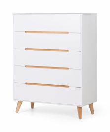 ASTRAL White Chest of Drawers - Medium-sized, 5 Drawers