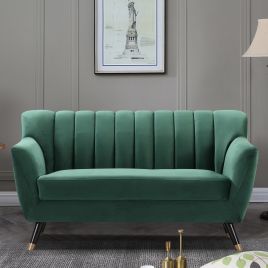 2 Seater Sofa - VIVENTO Velvet Fabric Sofa - Green