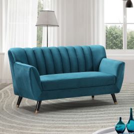 2 Seater Sofa - VIVENTO Velvet Fabric Sofa - Teal