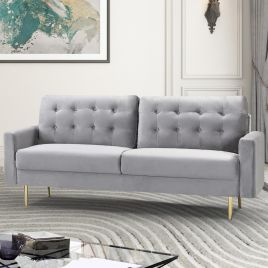 3 Seater Sofa - VAREZZO Fabric Sofa with Metal Legs - Grey