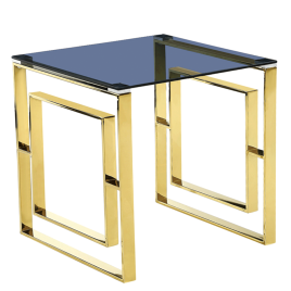 Olympia Luxe Glass Lamp Table Stylish Gold Frame with Grey Glass Top