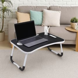 ORIVANE Laptop Table Folding Bed Tray Desk with Cup Holder - Black