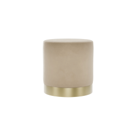 Harlow Small Pouffe with Brushed Gold Base - Beige Velvet