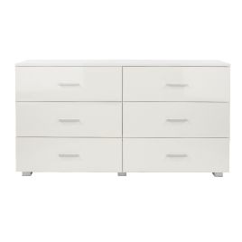 LINTON White Chest of Drawers - Large-sized, 6 Drawers, Double