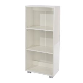 LINTON Low Narrow Bookcase - White Gloss