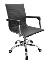 Loft Home Office Chair Faux leather with Contour Back Chrome Base - Black
