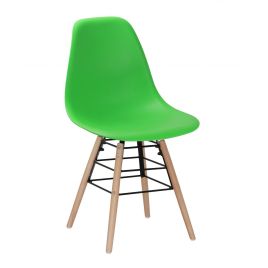 Polastro Plastic Dining Chairs set Vibrant Comfort with Solid Beech Legs 4 piece - Green