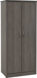 Wardrobe - LISKEARD 2 Door Wardrobe Black Wood Grain 81.5cm