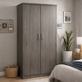 LISKEARD 2 Door Wardrobe Grey Oak - 81.5cm
