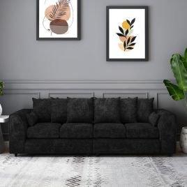 LORVANI Fabric 4 Seater Scatterback Sofa - Black