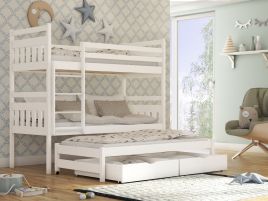 RYN Wooden 2 Drawers Storage Double Bed with Trundle - White