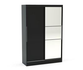 Lynx 2 Door Mirrored Sliding Wardrobe - Black