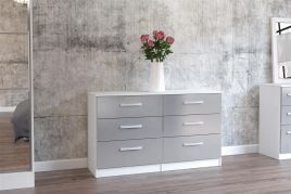 LYTHAM White Chest of Drawers - Large-sized, 6 Drawers, Double