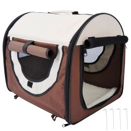 Folding Fabric Soft Pet Crate, 46Lx36Wx41H cm-Brown