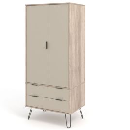 Wardrobe - DELTUM 2 Door Wardrobe Light Wood 76.5cm