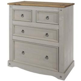 CECILIA Grey Chest of Drawers - Large-sized, 4 Drawers