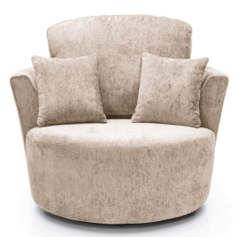 Gilliver Crushed Chenille Swivel Chair - Cream