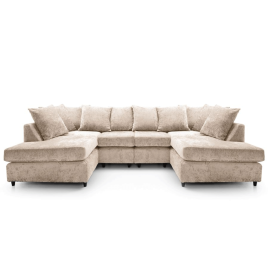 Gilliver Crushed Chenille U Shape Sofa - Cream
